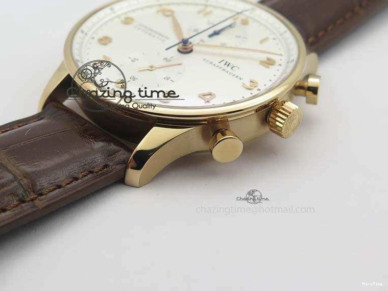 MIROTIME 0416 Portuguese Chrono RG IW371480 ZF 1:1 Best Edition White Dial On Brown Leather Strap A7750 V HighPerformance 7266
